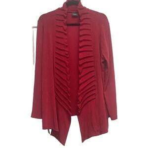 Chico's Traveler's Collection Red Size 2 Long Sleeve Pleated‎ Shawl Collar